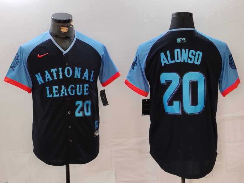 Mens New York Mets #20 Pete Alonso Number Navy 2024 All Star Limited Stitched Jersey